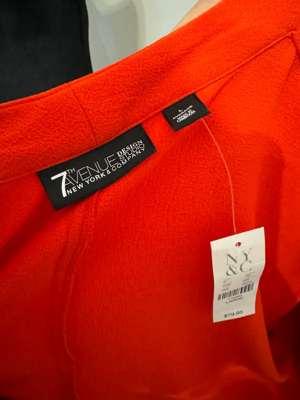 New York And Company New! Orange Belted Open Front Blazer Size L - Image 5