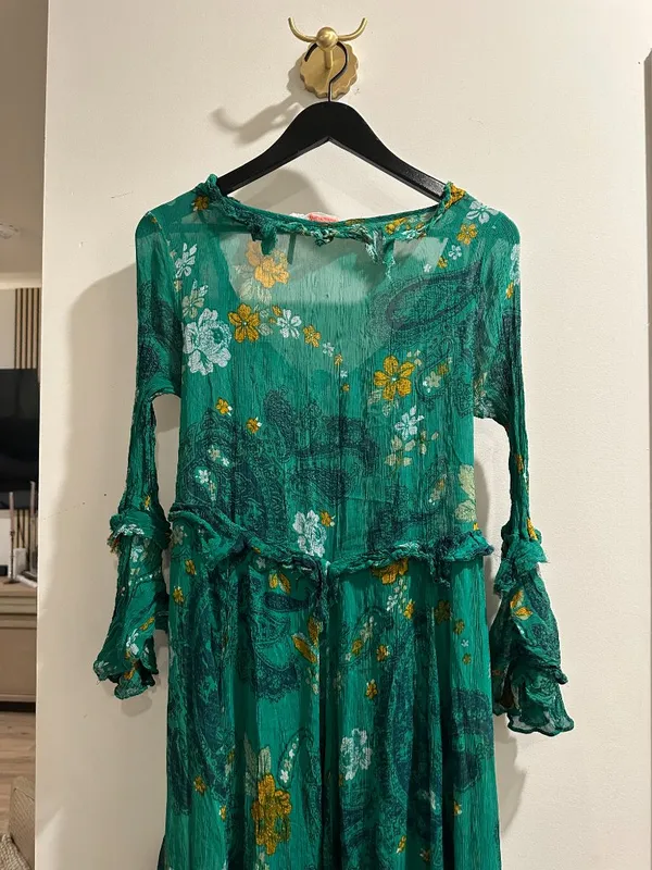 FREE PEOPLE Paisley Petals Maxi Dress in Green Size Small - Image 6
