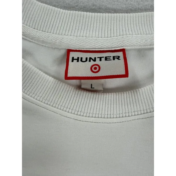 Hunter for Target Womens L White Cropped Embossed Logo Tape Sleeve Sweatshirt - Image 10