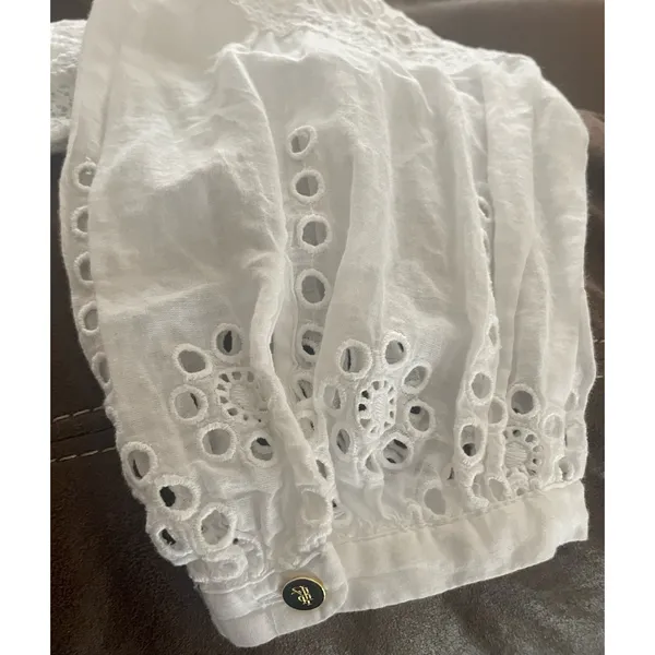 RALPH LAUREN White Cotton Voile Floral Eyelet Dress Size 10, $55, B53 - Image 7