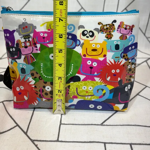 Paperchase Pet Chopz Toiletry Bag Large Multicolor Animal Monster Print NWT - Image 8