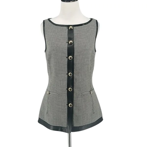 Simkhai Cressida Sleeveless Button Down Top Black White Check Size 2 NWT - Image 5