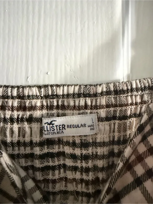 Y2K Hollister Plaid Mini Dress Y2K 90s Pleated L Preppy Academia Grunge Brown - Image 4