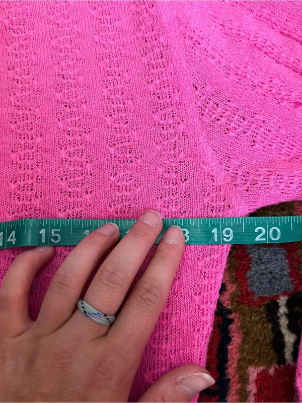 Free People Hot Pink V-Neck Lace Trim Lightweight Sweater - Image 4