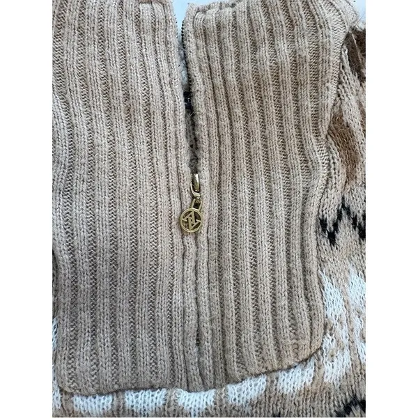 Adrienne Vittadini Fair Isle Sherpa Collar Sweater XL Cozy Quarter Zip - Image 5