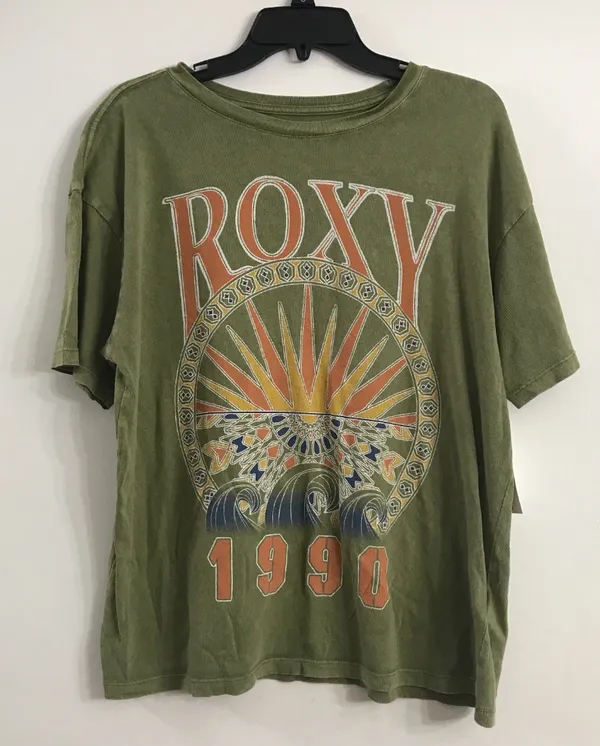 Roxy Women's Surfs Up Short Sleeve T-Shirt in Oil Green size S NWT - Image 3