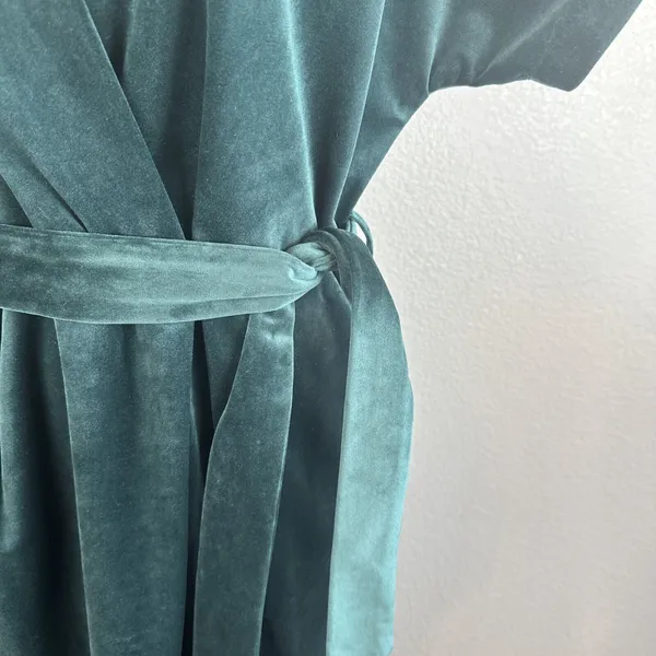 Closet London Kimono Sleeve Velvet Midi Dress Size 10‎ Wrap Tie Emerald Green - Image 3