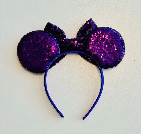Gorgeous Purple sequins sparkling bow Minnie ears headband - Image 2