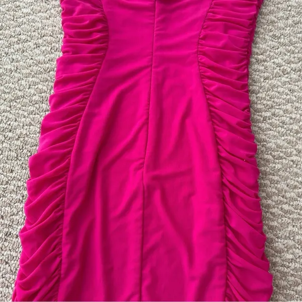 American Threads Hot Pink Ruched Mini Dress - Image 8