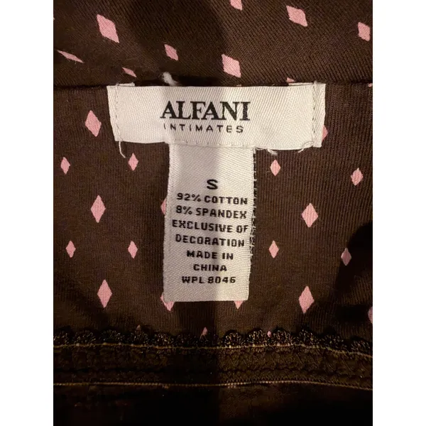 Alfani‎ Nightgown Women Small Brown Pink Diamond Print Lace Trim Slip Intimates - Image 7