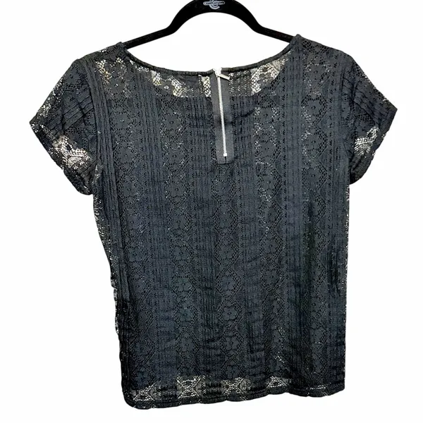 Ann Taylor LOFT Petites Black Short Sleeve Lace Blouse Sz SP - Image 3