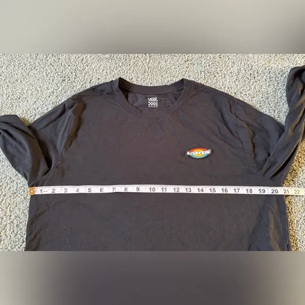Vans Off The Wall Long Sleeve Cropped Shirt Size XL Cotton Black - Image 4