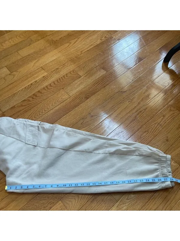 Better / Together Women's Baggy Cargo Fleece Sweat Pants Beige Lounge joggers L - Image 10