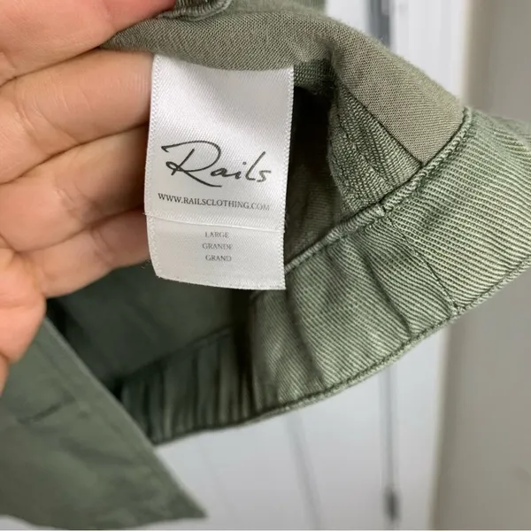 Rails linen blend double breasted green military utility jacket size large‎ - Image 8