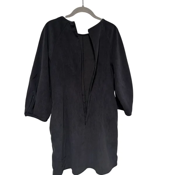 Zara Women’s Black Faux Suede Shift Dress Balloon Sleeve Back Zip Size Medium - Image 10