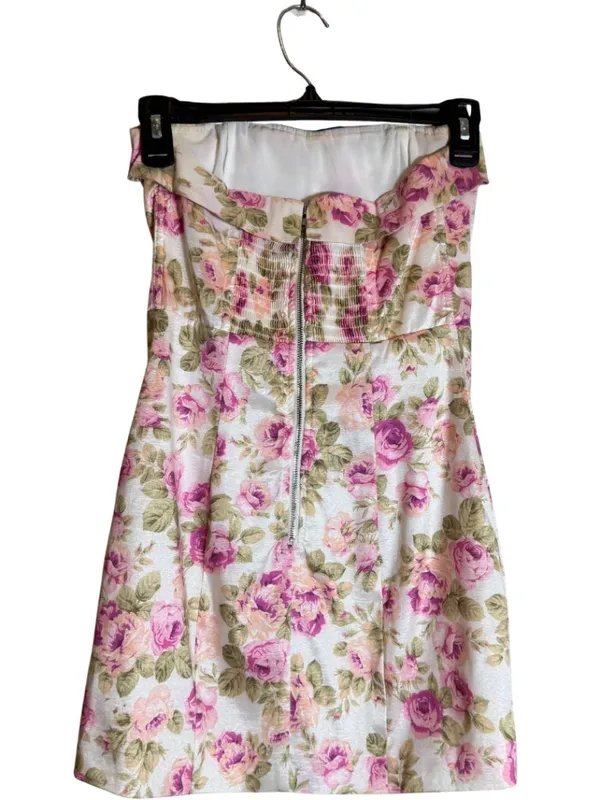 For Love & Lemons Kendall Mini Dress Women's XXS Strapless Floral Corset Smocked - Image 2
