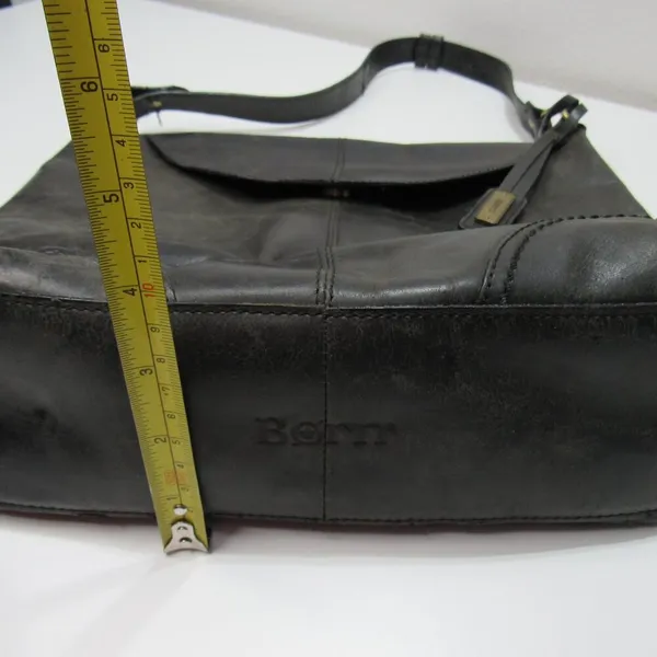 Born Black Leather Shoulder Bag Flip Opening Boho Classic Goth Minimalist - Image 7