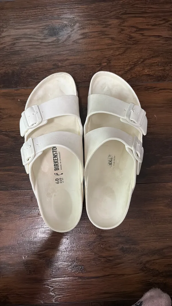White Birkenstock Sandals - Image 2