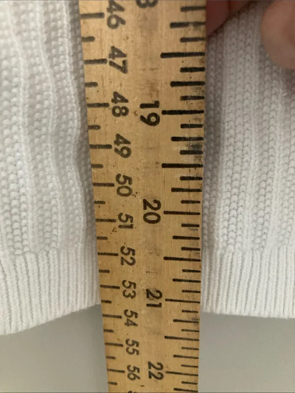 Talbots Cream Ribbed V-Neck Button Front Cardigan M - Image 8