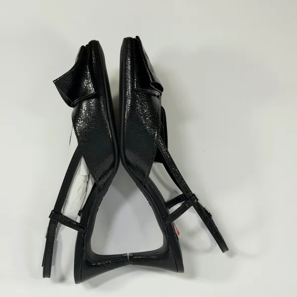 INC International Concepts Winnetp Black Crinkle Bow Slingback Kitten Heels 7.5M - Image 4