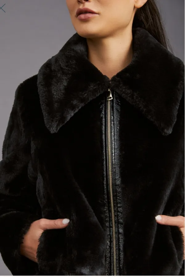 Maeve Zip Up Faux Fur Jacket - Image 3