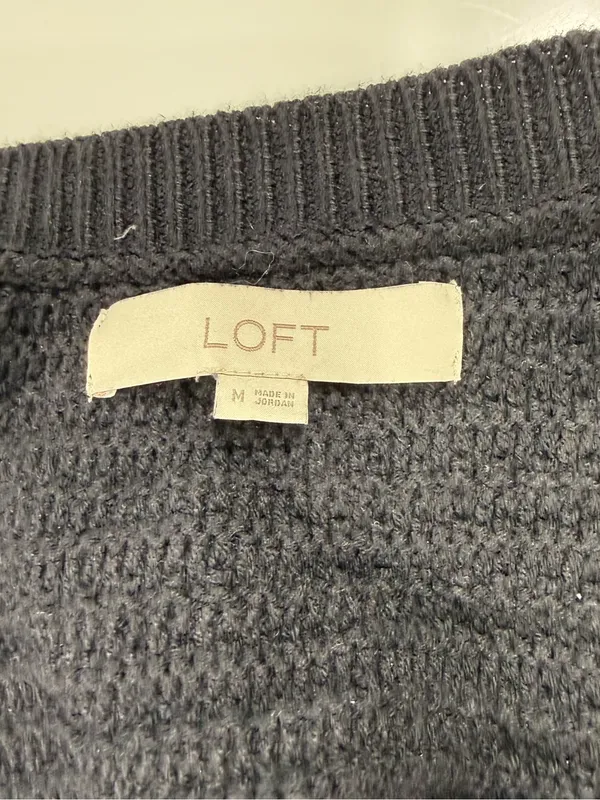 LOFT Black Button-Front Knit Cardigan Size Medium - Image 6