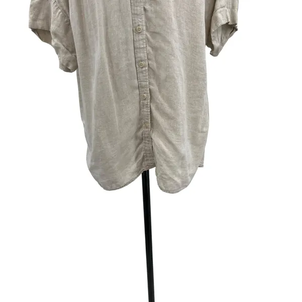 J. Crew Relaxed-fit short-sleeve Baird McNutt Irish linen shirt Beige XL Tall‎ - Image 6