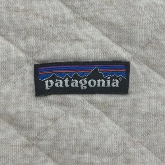Patagonia Womens Organic Cotton Quilt Crewneck Sweatshirt Oatmeal Heather Large - Image 5