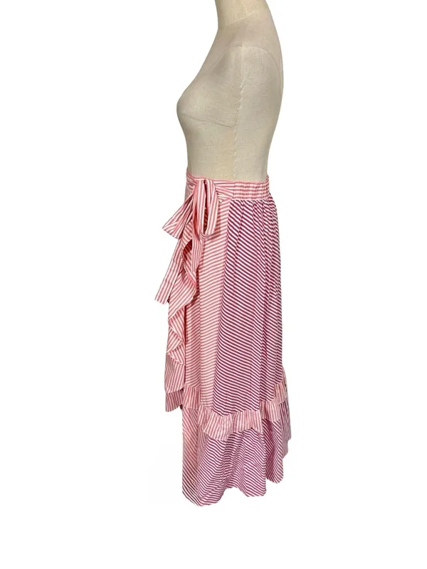 Anthropologie Maeve Penny Ruffled Striped Midi Skirt - Image 9
