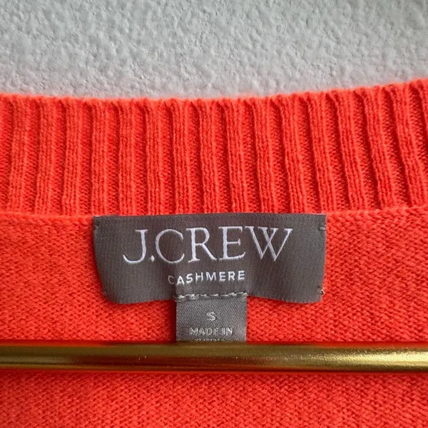 J.Crew 100% Cashmere Shrunken Crewneck Sweater Papaya Orange Pullover Size Small - Image 3