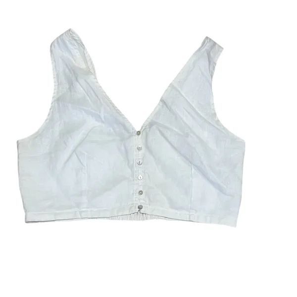 Madewell Gwen Crop Vest Top Womens Size 10 White Button Front V-Neck - Image 4