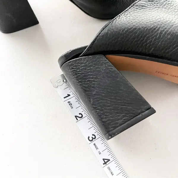 Vince Camuto Black Leather Mule Sandals Block Heel Open Toe Size 6.5 - Image 9