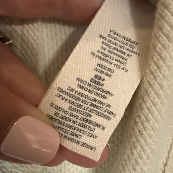 Free People Top Women L Newbie Thermal Alpine Henley Cuffs Cream Black - Image 9