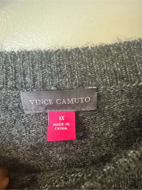 Vince Camuto Heather Gray Knit Crewneck Raglan Sleeve Sweater NWT Size 1X - Image 5