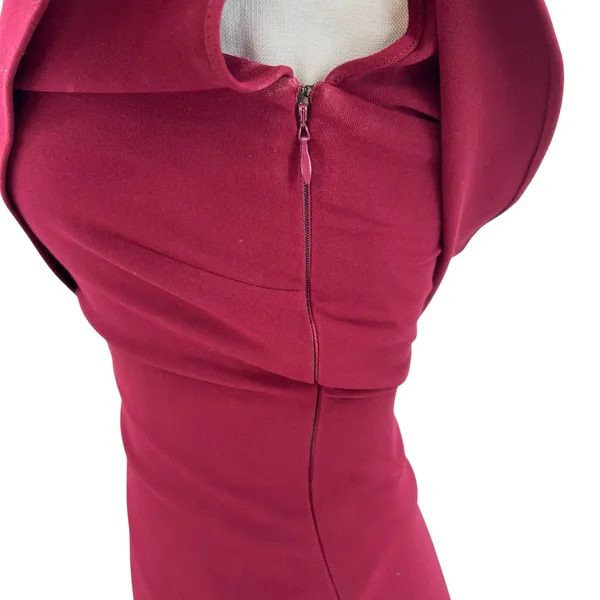 Likely Driggs Midi Dress Sheath Strapless Ruffle Burgundy Red Purple‎ Size 2 - Image 8