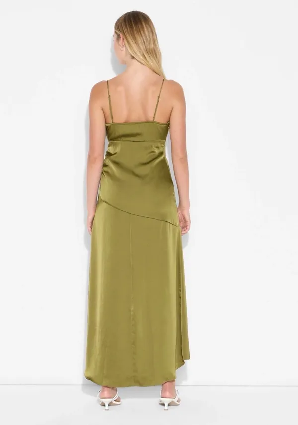 Wild Fable™ Women's Satin Asymmetrical Maxi A LineDress Size XS Olive Green - Image 2