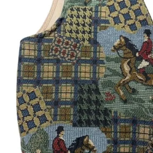 Wrapper Vintage Equestrian Tapestry Vest Womens Large Fox Hunt Plaid Made in USA - Image 8
