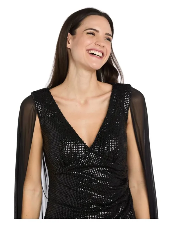 NWT V-Neck Floor-Length Sequin Formal Sheath Column R&M Richards 5259 Black - Image 7