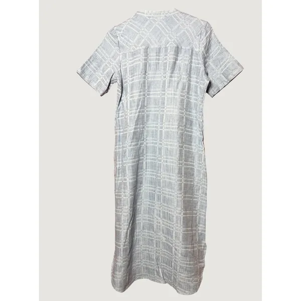 Soft Surroundings Midi Shirt Dress Women S Blue Cotton Linen Good Missing Belt - Image 3