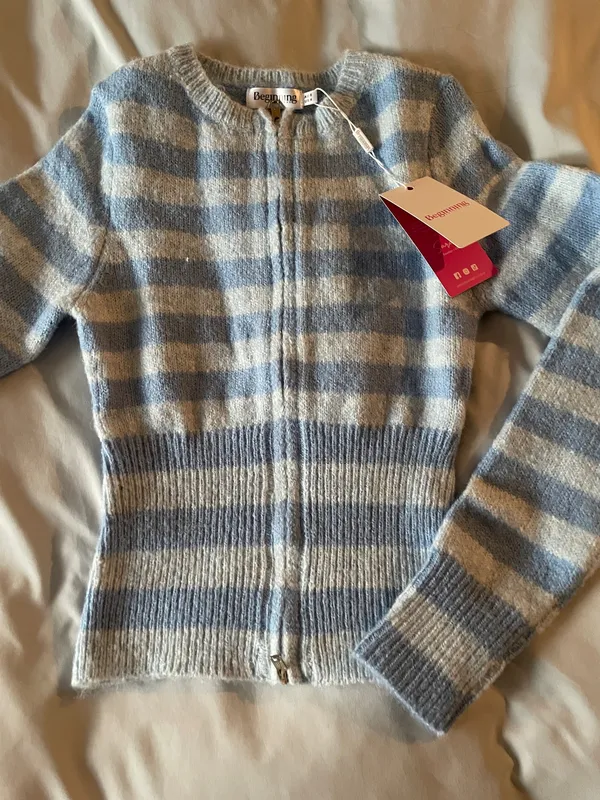 Dori Blue Zip Stripe Knit Sweater - Image 2