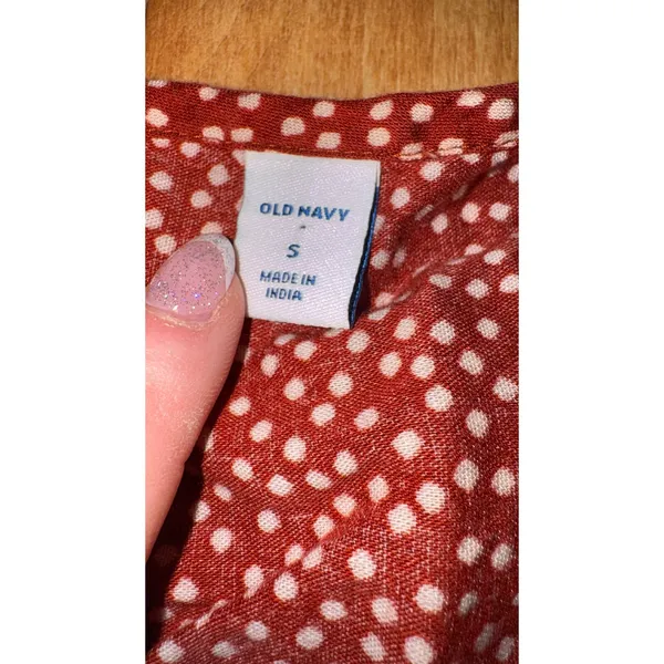 Old Navy‎ Womens Rust Orange Polka Dot V-Neck Short Sleeve Blouse Top Small - Image 2