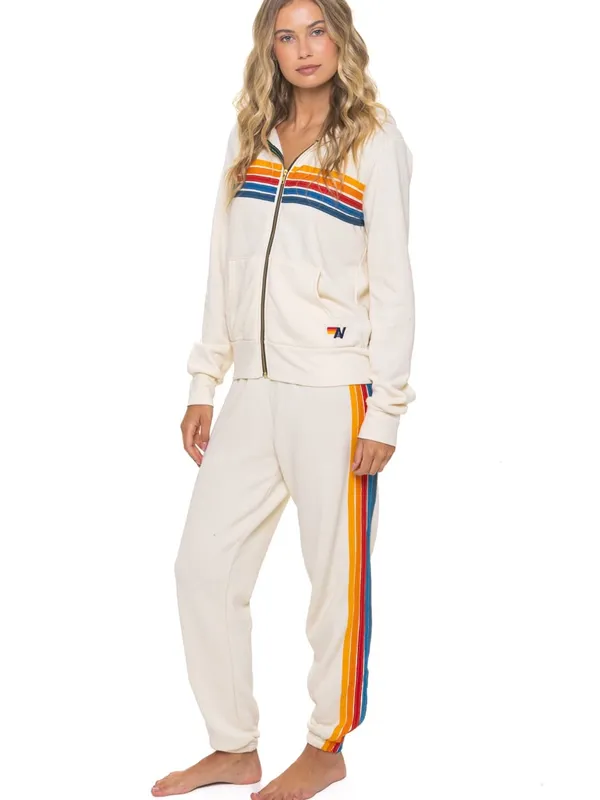 Aviator Nation 5 Stripe Hoodie - Vintage White - Image 3
