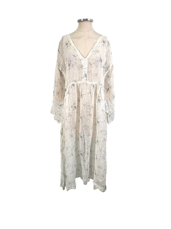 Namsar Linen Gauze Floral Print Oversized Midi Dress Size L/XL - Image 2