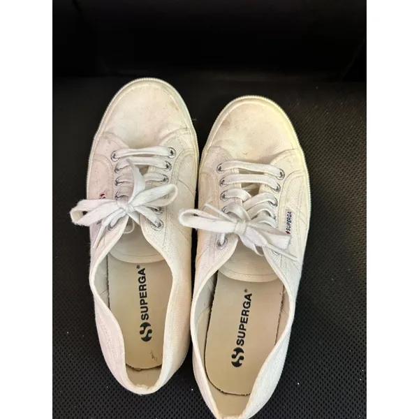 Superga 2750 Cotu Classic Sneakers Off‎ White Canvas Low Top Womens 9.5 Mens 8 - Image 3