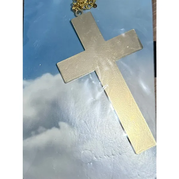 Halloween Spirit Gold Toned Cross Necklace For Nun Monk Priest 4 Inches - Image 2