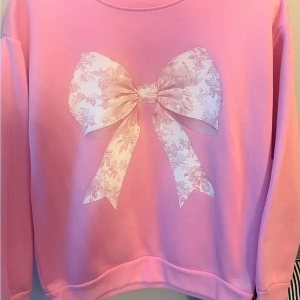 Blush Pink Bow Coquette Sweater Size Small - Image 4