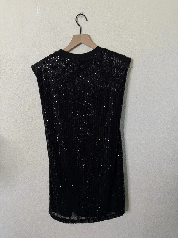 Beach Riot Mirabel Sequin Dress Black Festival Stage Coach Womens Size S - Image 8