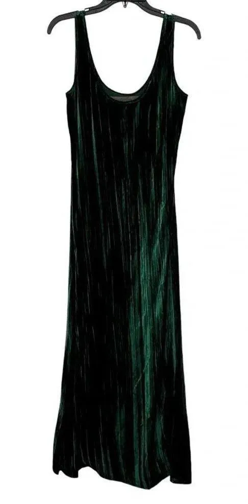Enza Costa Silk Blend Textured Velvet Tank Green Maxi Dress Womens Size Small - Image 6
