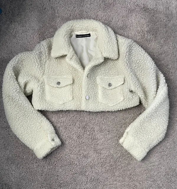Naked Wardrobe Cropped Sherpa Jacket - Image 2