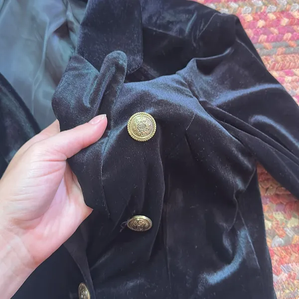 Mosaic & Co BLACK VELVET GOLD NAUTICAL BUTTON BLAZER JACKET captain admiral - Image 5
